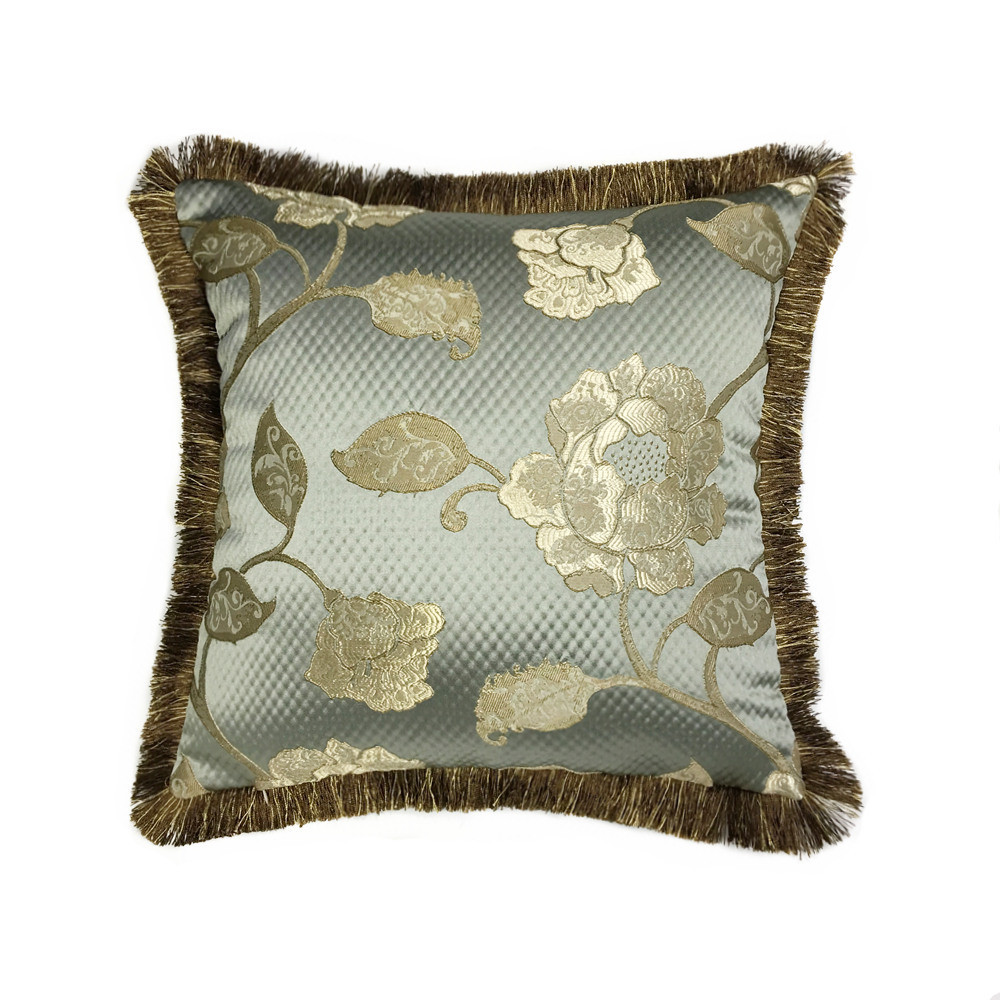 美式花朵凹凸别墅花边抱枕套提花酒店柔软展厅沙发装饰包边靠垫套
