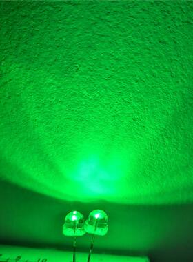 草帽灯5mmf5高亮散光绿色翠绿绿光发光管led短脚一包1k现货