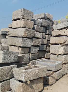 热销老石槽青石养鱼农村老石器牛槽组装流水摆件猪草石槽栽花