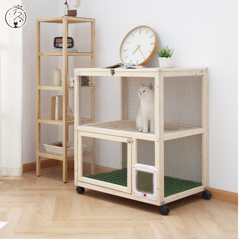 齐久猫笼木质宠物笼子繁殖猫舍实木超大自由空间猫别墅家用双层