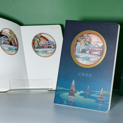 文创系列杭州手账本断桥残雪三潭印月3d立体纸雕镂空笔记本打卡本