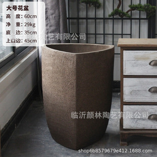 三盆花盆棱形粗陶陶盆瘦高款栽花角柱缸三边花盆几何花盆个性新意