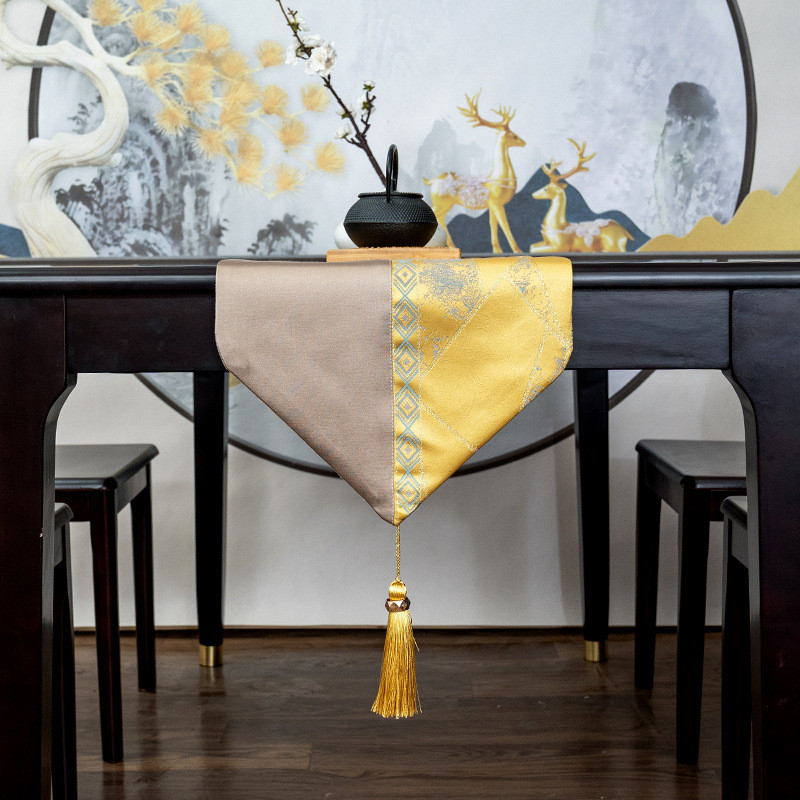 现代简约新中式轻奢风茶几桌旗星河拼接客厅展厅餐旗装饰布代发