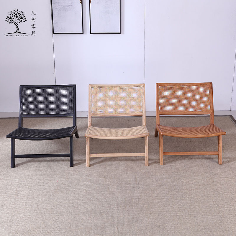 北欧藤椅现代简约家用休闲沙发椅单人阳台酒店民宿靠背椅凡树