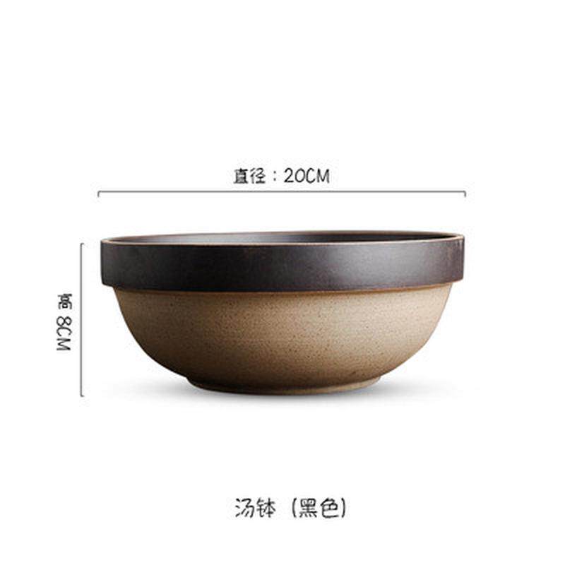 手工隔热汤面碗黑白餐具食器日式粗陶碗陶瓷汤钵可家用吃饭碗微波