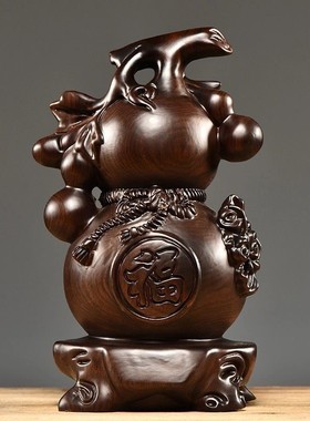 花梨木雕葫芦摆件大号送礼福禄客厅家居装饰品红木工艺品雕刻装饰