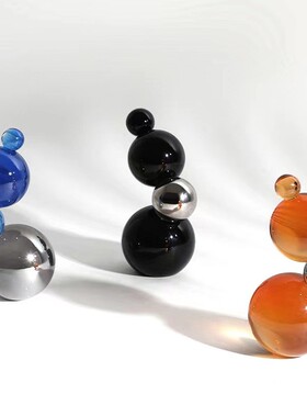 热销简约现代橘色蓝色透明气泡水晶客厅茶几球样板间装饰软装饰品