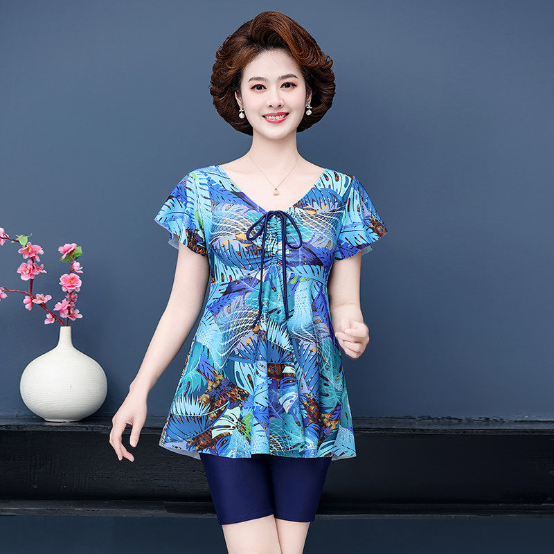 泳衣女士大码保守遮肚显瘦宽松中老年人妈妈款平角裤泡温泉游泳装,运动/瑜伽/健身/球迷用品,分体泳衣,淘宝优惠券,粉丝福利购,淘宝优惠卷