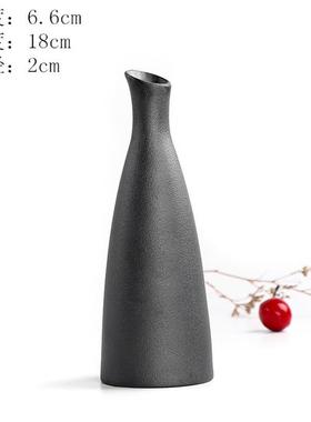 美式日式禅意手工家居饰品中式花插装饰摆件黑白色陶瓷花瓶复古瓶