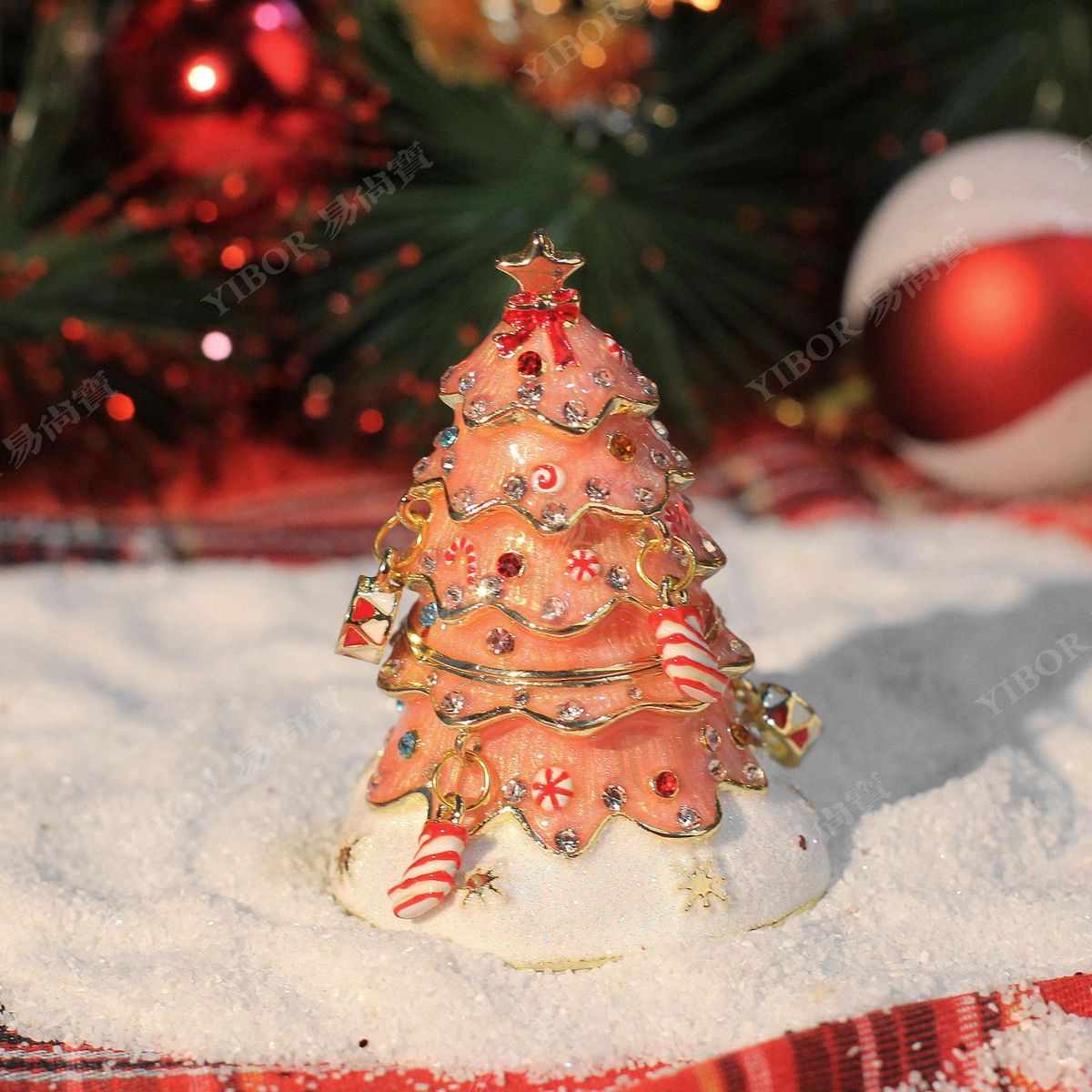 金属欧式网红ins风七宝烧手工艺品圣诞节小礼品圣诞树珐琅小摆件