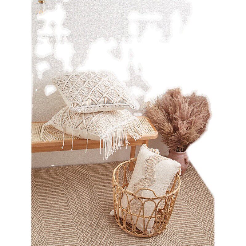 63nins波西米亚抱枕手工编织沙发靠垫套名宿样板间民族风纯色靠