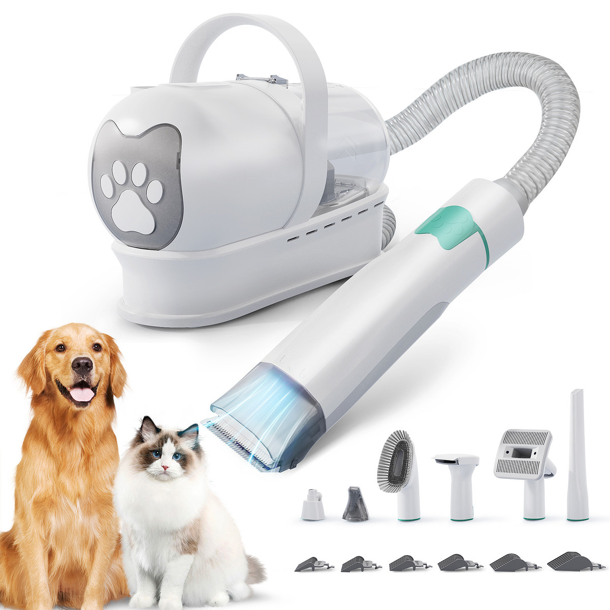 7合1多功能宠物理毛器猫狗吸尘套装猫狗修剪指甲剃毛一体机