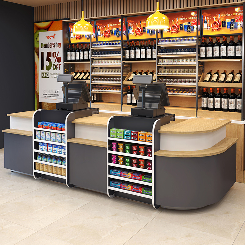佳晨信收银台店铺小型吧台柜商用简约现代桌奶茶店超市便利店组合