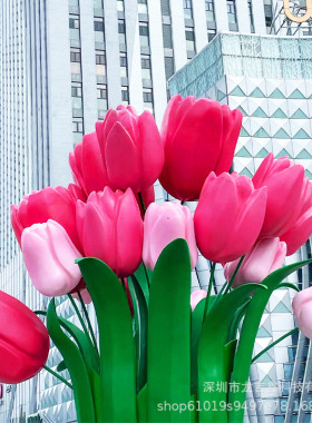 户外玻璃钢雕塑定制厂家大型花束模型美陈设计景观艺术摆件商场