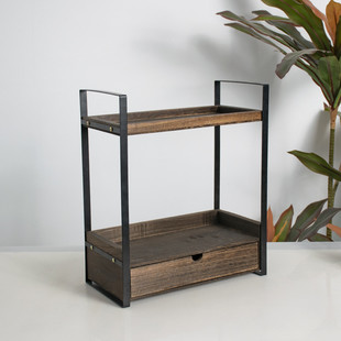 书桌收纳置物架桌面落地铁艺架子多层门后抽屉式杂物收纳架