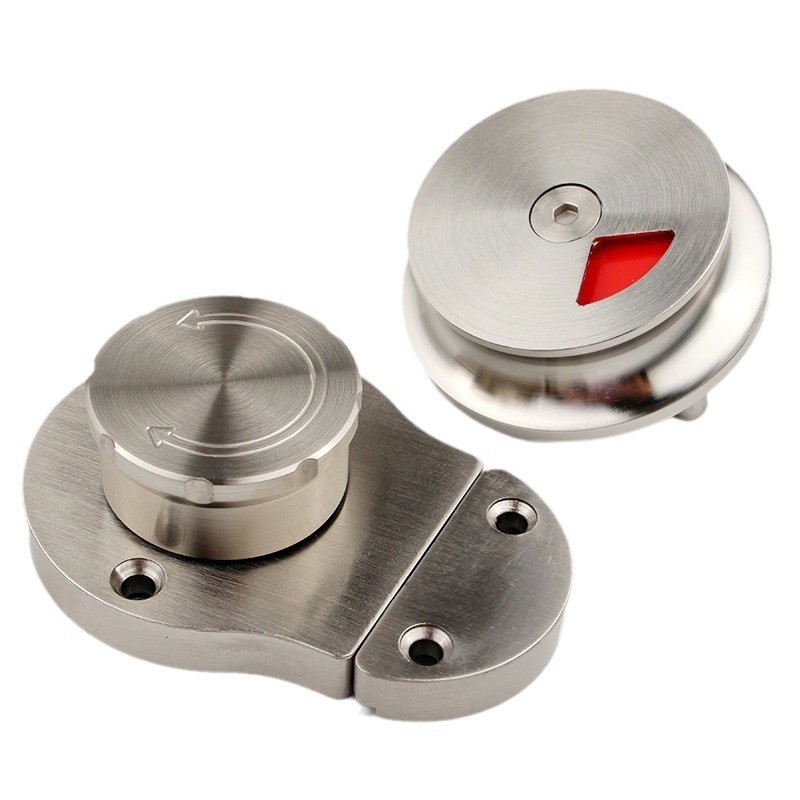 卫生间隔断锁扣门锁公共厕所有无人红绿指示五金配件黑色插销锁