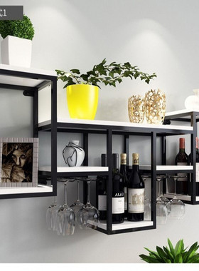 壁鹫简约铁艺墙上酒架壁挂置物架红酒柜展示架餐酒架酒柜墙上旭