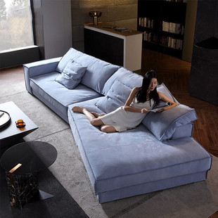 意式极简布艺沙发异形沙发转角布达佩斯沙发大户型客厅磨砂布沙发