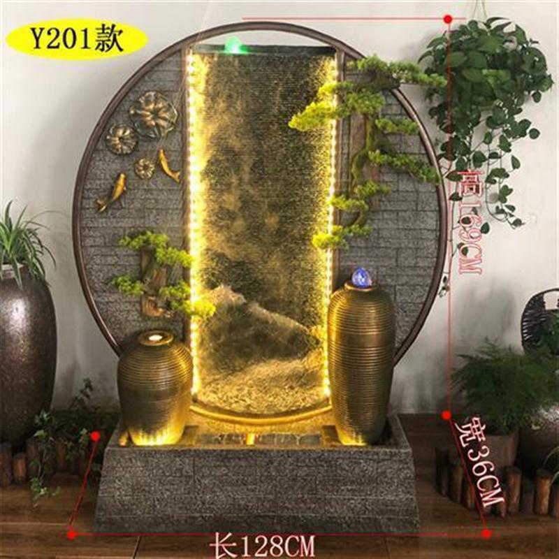 假山流水摆件落地招财喷泉养鱼池水幕墙客厅阳台别墅花园景观庭院