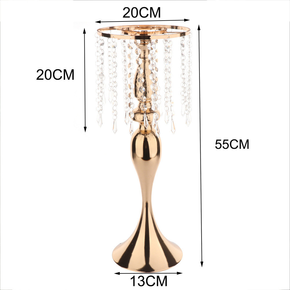 花器供应金属水晶珠帘花架婚礼桌花厂家创意家居装饰摆件