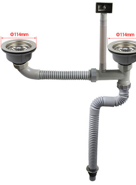 天力厨房下水器110/114排水管双槽节省空间洗菜盆伸缩管z7041c001