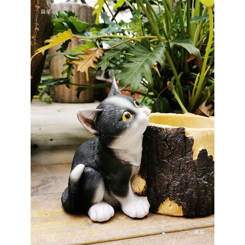 花园庭院装饰摆件阳台造景布置露天户外树脂动物狗造型多肉猫花盆