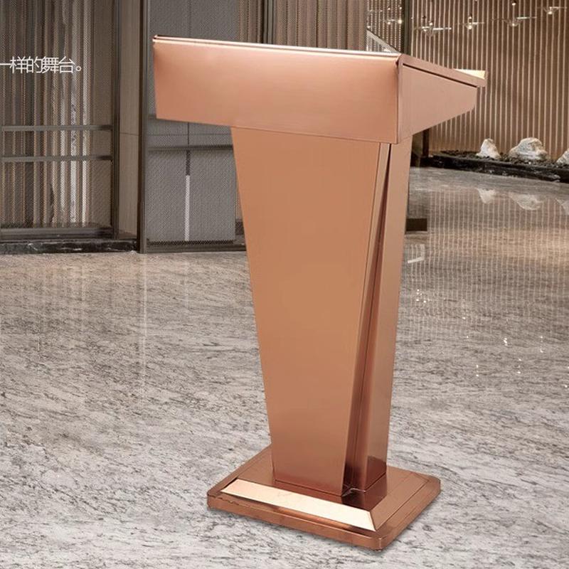 简约现代不锈钢迎宾台演讲台餐厅接待台主持台发言台咨客台礼宾台