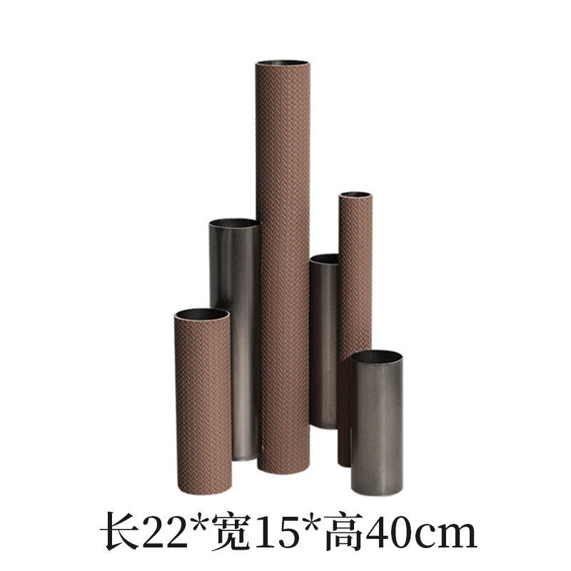 简约轻奢高端圆管皮革花瓶摆件金属售楼处客厅玄关样板间干插花器,家居饰品,其他工艺饰品,淘宝优惠券,粉丝福利购,淘宝优惠卷