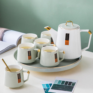 轻奢欧式家用喝水杯子套装大容量下午茶杯套装简约陶瓷茶具水具