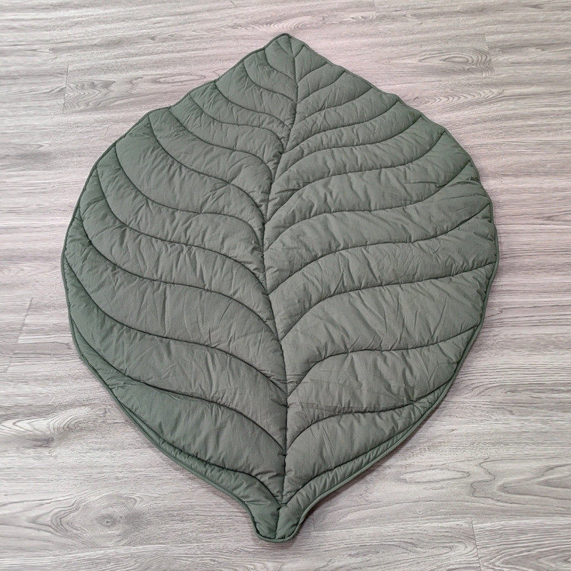 北欧装饰棉毯树叶造型绗缝垫儿童爬行棉毯沙发毯缝棉麻绗批发