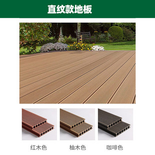 庭院室外圆孔木纹二代共挤塑木地板别墅公园户外木塑地板