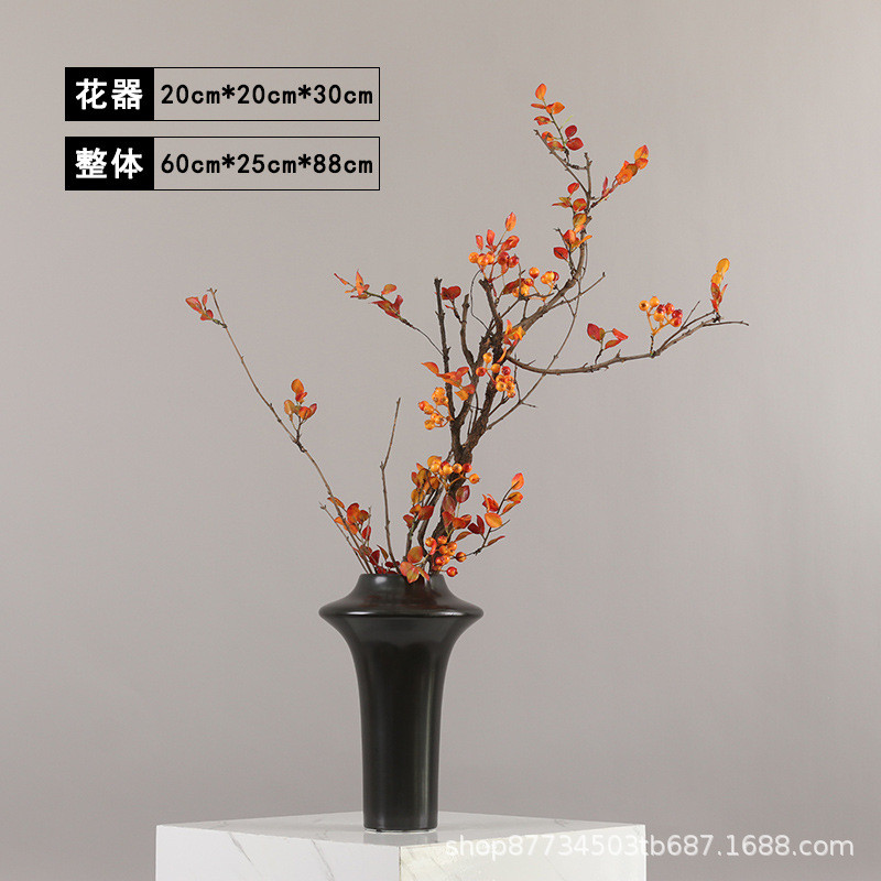 吧台极简现代仿真秋色枯枝手工花艺玄关茶几花架售楼部新中式摆件