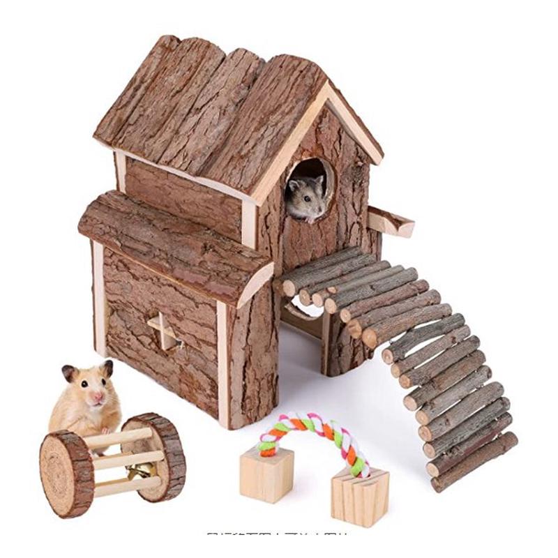 仓鼠笼树皮小木屋围栏仓鼠用品批发豪华别墅爬梯树排组合套装实木