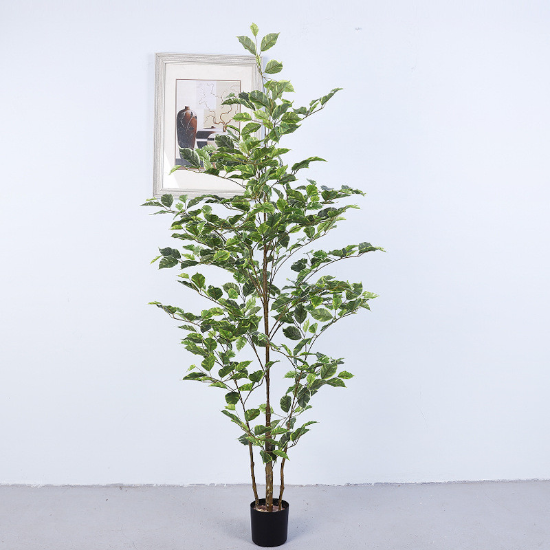 新款仿真绿植双色仿真榕树道具室内软装婚庆场景布置盆栽摆件