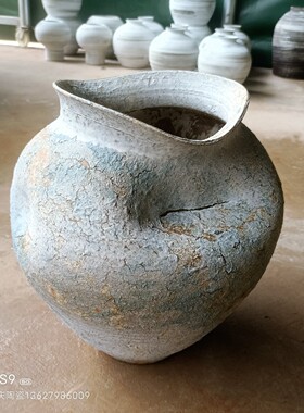 禅意手工民宿酒店侘寂风复古陶瓷花瓶摆件干花插花粗陶陶罐装饰品
