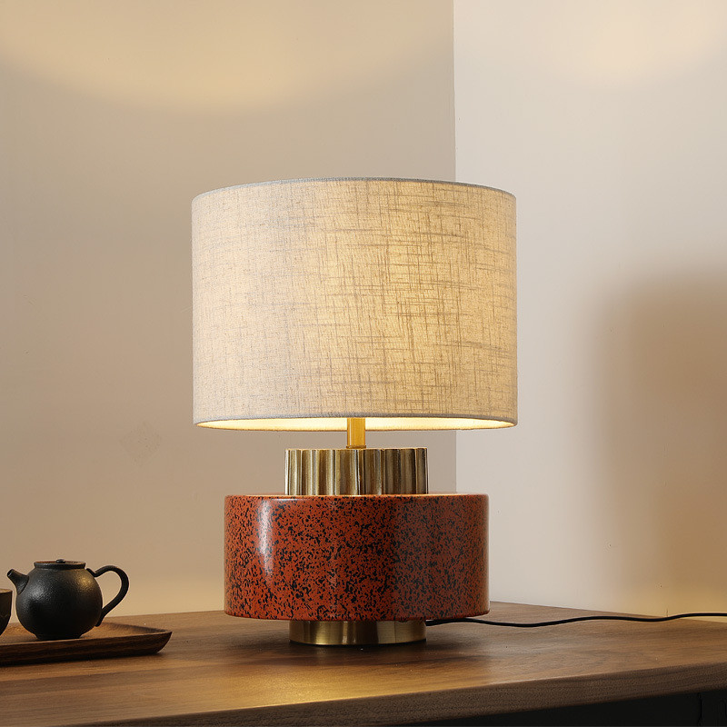 日式侘寂风粗陶罐台灯新中式客厅复古床头卧室民宿样板房摆件灯