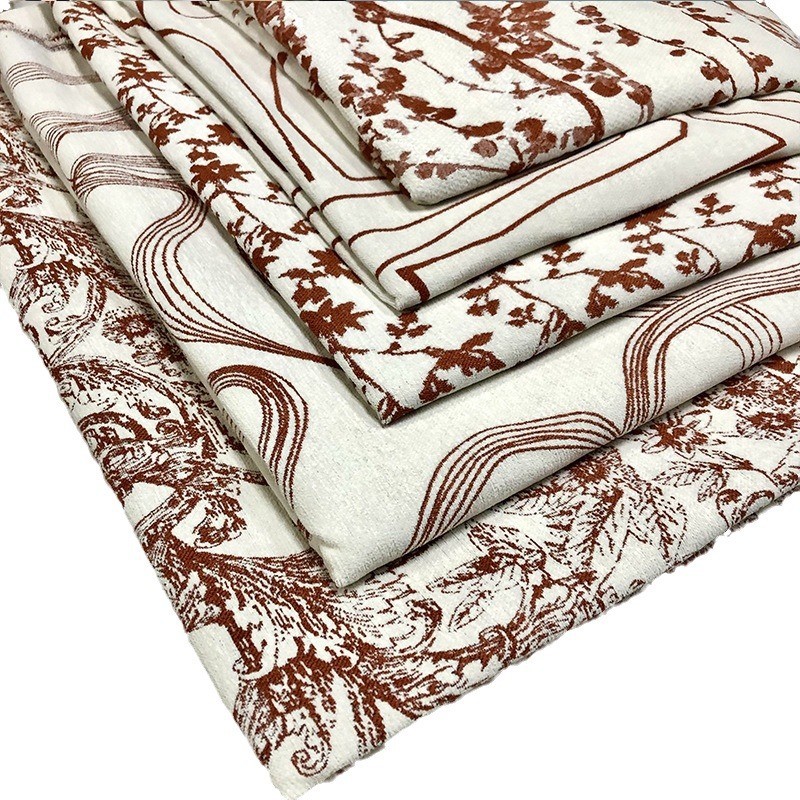 现货色2.8米/3.2宽幅雪尼尔提花法式复古桔批发抱枕箱包桌布面料