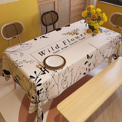 棉麻桌布布艺感风美式轻奢田园防水餐桌布长方形茶几台布