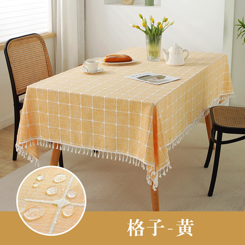 棉麻餐桌布长方形茶几防水防油免洗台布艺学生书桌垫电视柜盖布巾