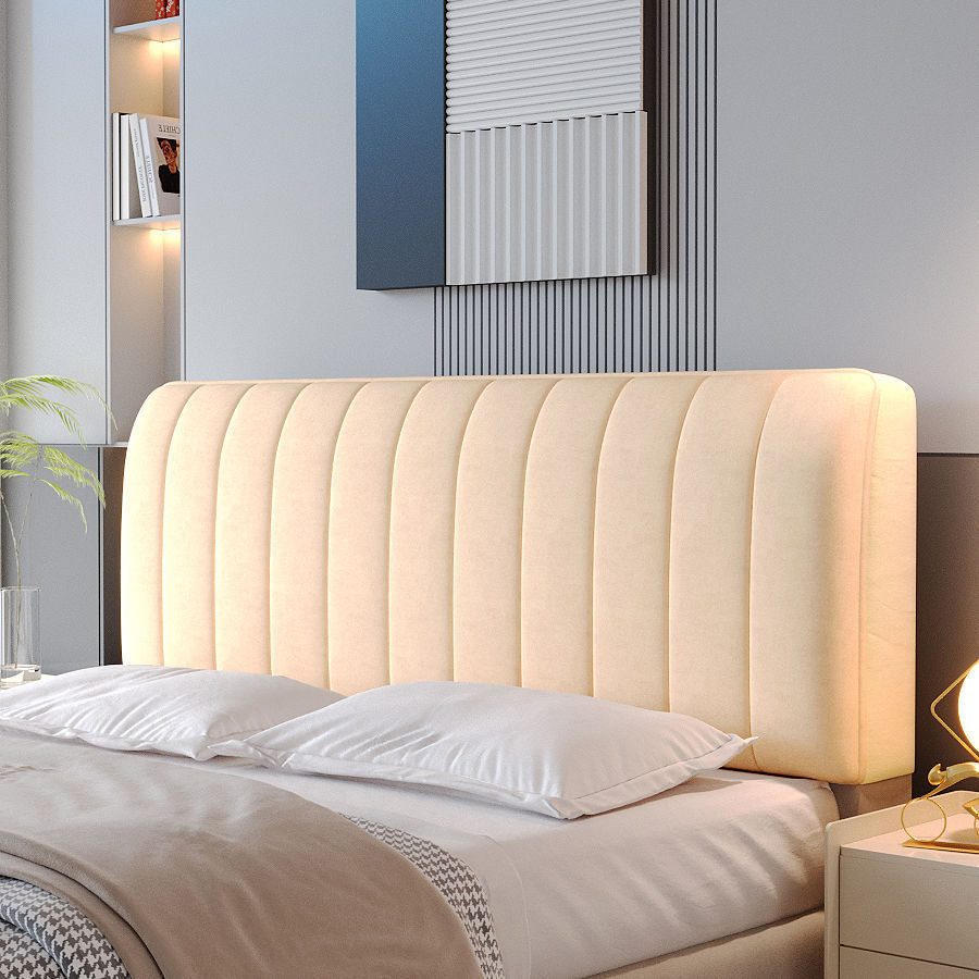 加厚床头罩套软包靠背全包2024新款简单大方防撞防尘皮木床头套罩