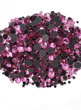 热销底玻璃烫钻浅粉色ss6—ss30仿中东烫钻带胶超闪平底钻