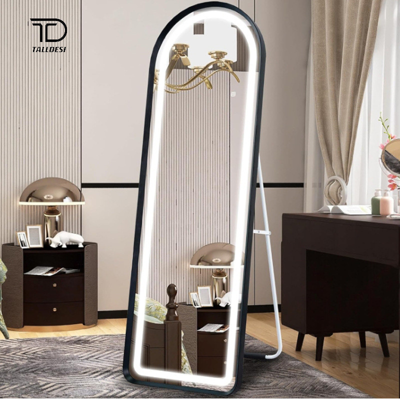 智能发光led带灯穿衣镜全身镜落地镜挂墙贴墙宿舍卧室家用试衣镜