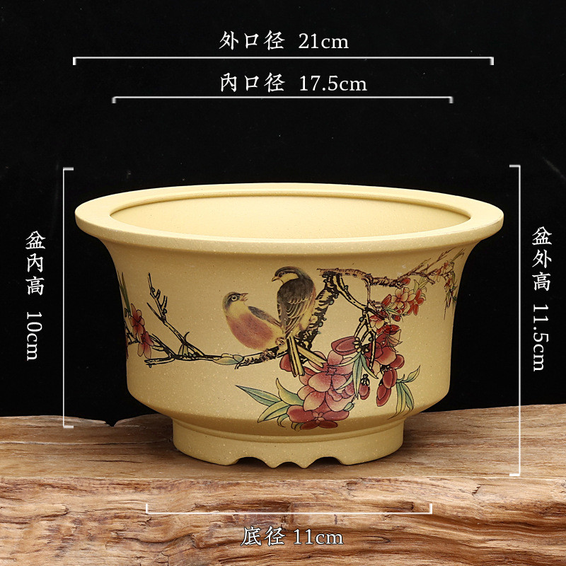 紫砂兰花盆绿植绿萝吊兰建兰蕙兰春兰创意花器园艺花卉君子兰批发