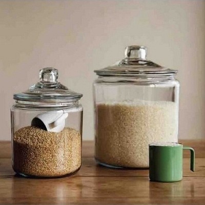 日式透明玻璃储物干果罐 谷物米缸 泡酒瓶 北欧风宽口直身收纳瓶