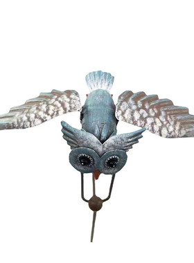 新款铁艺老鹰风车户外艺术装饰园林猫头鹰摆件工艺品