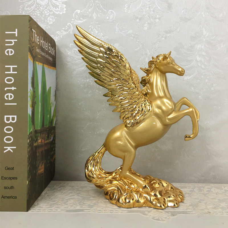 树脂桌面小号飞马摆件欧式家居办公室电镀装饰品动物生肖马工艺品
