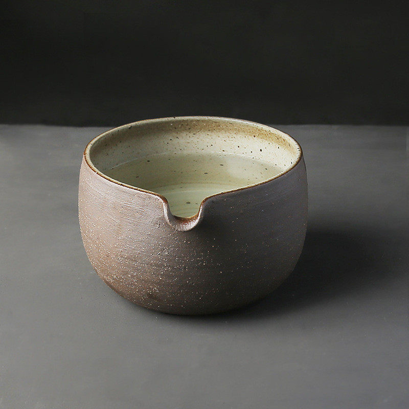 穗千堂日式抹茶竹水勺 勺茶舀建水茶缸茶碗 手工粗陶渣斗温茶酒碗