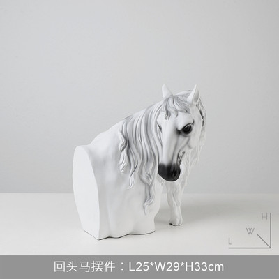 现代简约树脂家居摆件头马玄关酒柜回样板房售楼处大堂客厅软装饰