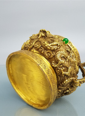 黄铜聚宝盆黄铜香炉黄铜炉香炉如意耳九龙家居供奉炉线香熏香炉