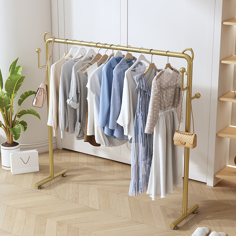 56n衣架落地折叠家用卧室内轻奢阳台挂衣架晒衣服杆子简易单杆晾